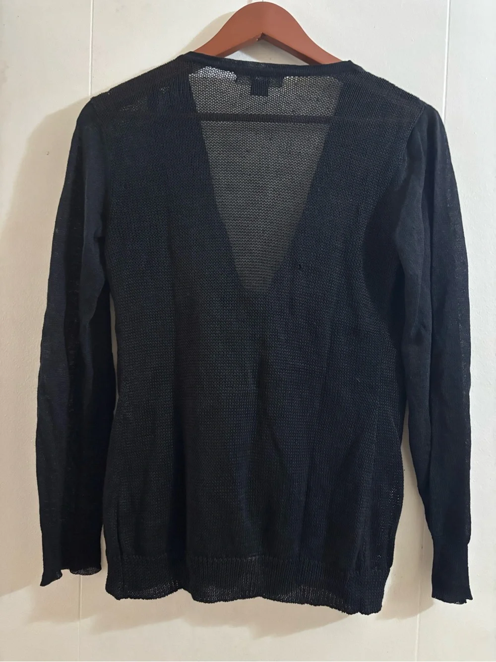 Christopher Kane Black Mesh Linen Blend Top with O-Ring Detail